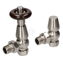 Bentley Traditional 15 mm Silver Nickel TRV & Lockshield Valve Set