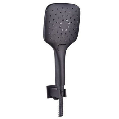 Orca Black Square Wall Outlet Elbow With Bracket, Hose & Handset