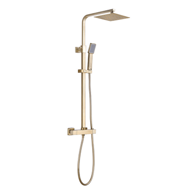  Brushed Brass Square Shower Kit
