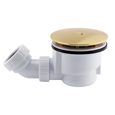 Premium 90mm High Flow Shower Waste With Brushed Brass Cover 