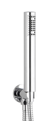 Tenby Brass Round Shower Elbow Wall Outlet With Shower Handset-Chrome