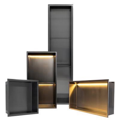  Thermopanel Stainless Steel Recess Shower Niche - Noir Black 