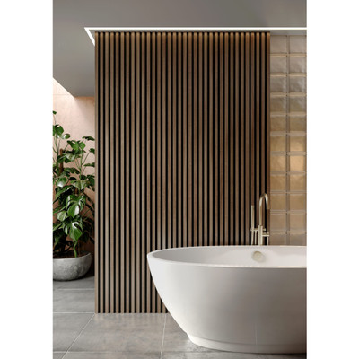 Walnut & Black 2400mm Slatted Wall Panelling - Pack of 3