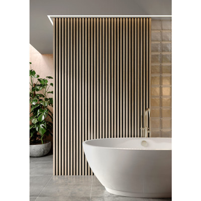 Corlea Oak & Black 2400mm Slatted Wall Panelling - Pack of 3