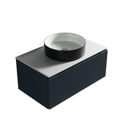 Flauto Midnight Shadow Wall Hung Vanity With Sintered Stone Counter Top - 600mm (TIS4498)