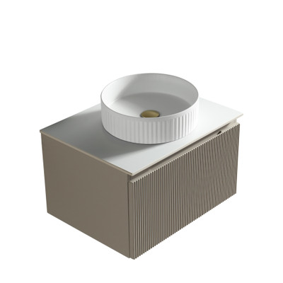 Flauto Soft Coffee Wall Hung Vanity With Sintered Stone Counter Top - 600mm (TIS4500)