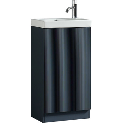 Flauto Mini Midnight Shadow Cloakroom Floor Standing Vanity Unit and Ceramic Basin - 800mm (TIS4396)