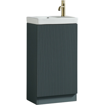 Flauto Mini Smoked Sage Cloakroom Floor Standing Vanity Unit and Ceramic Basin - 800mm (TIS4397)