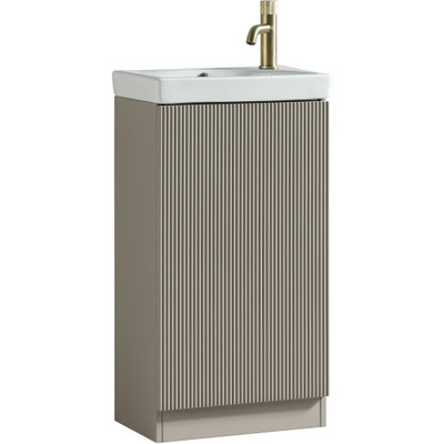 Flauto Mini Soft Coffee Cloakroom Floor Standing Vanity Unit and Ceramic Basin - 800mm (TIS4399)