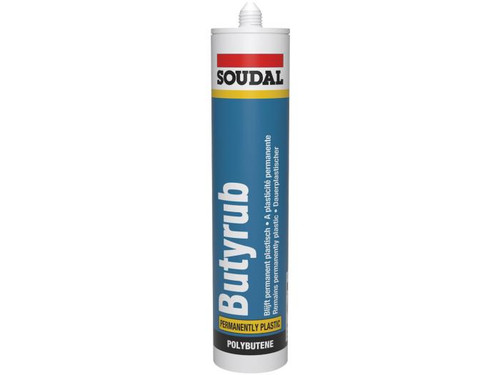 Soudal BUTYRUB Polybutene Non-Setting Plastic Sealant - White - 300ml