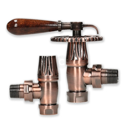 Bentley Manual 15 mm Antique Copper Wheel Head & Lockshield Valve Set