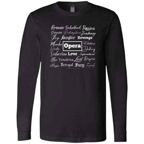 The Opera Elements design celebrates elements and emotions that drive opera plots! This long sleeve T-Shirt makes a perfect gift for opera fans and opera singers!