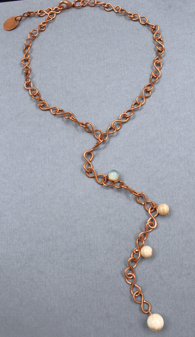 Alana Copper and Stone  Chained  Lariat Necklace
