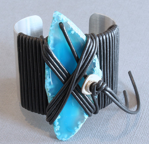 Celeste Leather and Agate Cuff