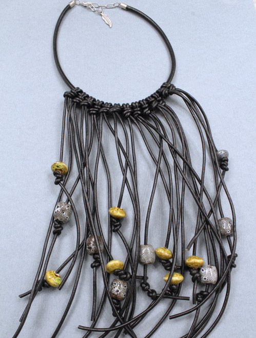 Elara Leather Fringe Necklace