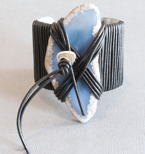 Genesis Leather and Agate Cuff