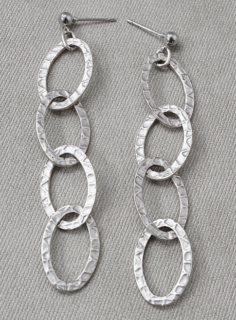 Hammered Oval Chain Earrings