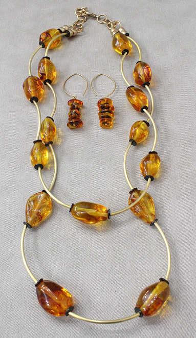 Golden Sunlight Strand Necklace Set