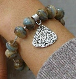 Organic Harmony: Marbled Stone Beaded Bracelet