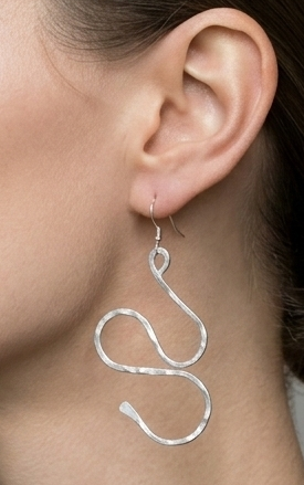 Hammered Silver Freeform Wave Earrings