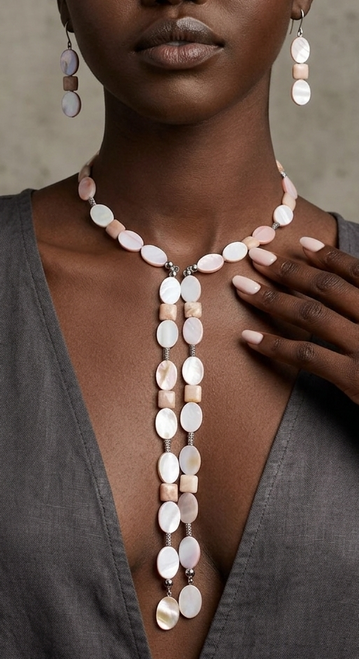 The Rosé Shell Lariat & Drop Set