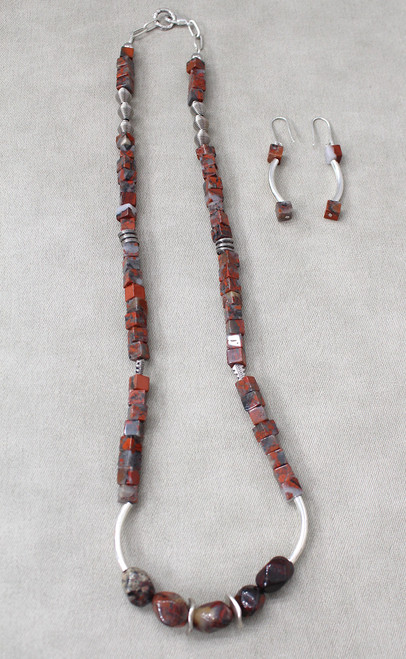 Canyon Geo Red Jasper & Agate Necklace Set