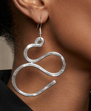 Abstract Silver Swirl Statement Earrings