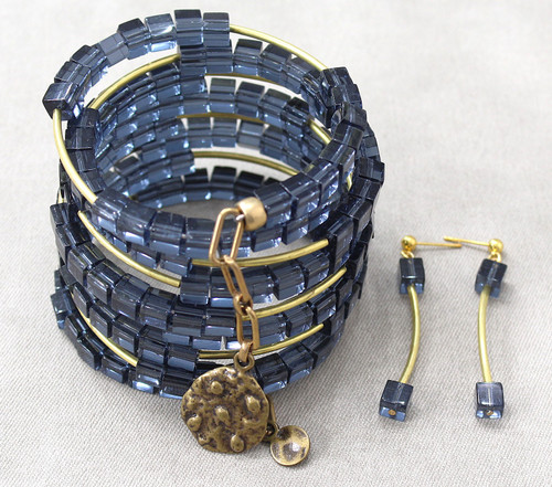 Multi-Wrap Architectural Bracelet & Earring Set