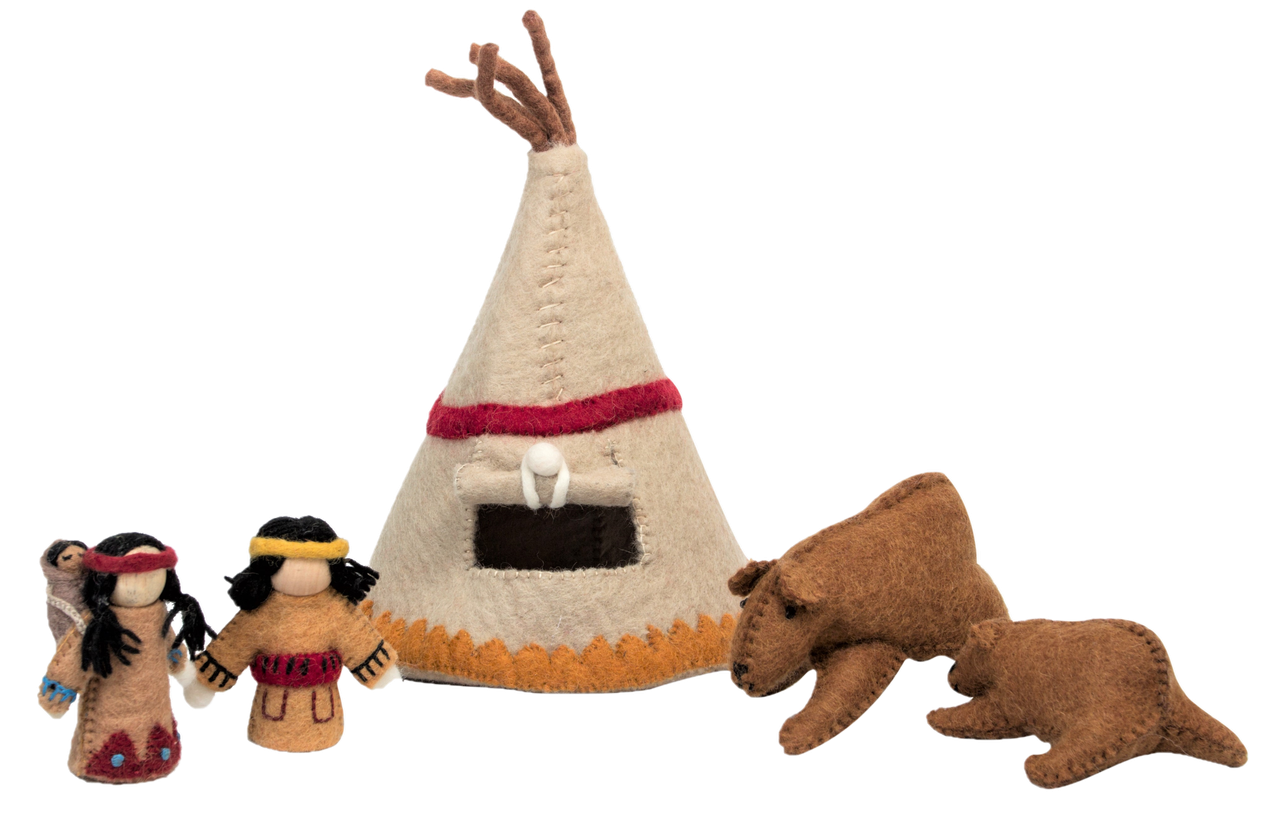 INDIGENOUS ぬいぐるみ 原居民 ホースオブザイヤー Native American Village/5pc - Papoose Toys Pte Ltd