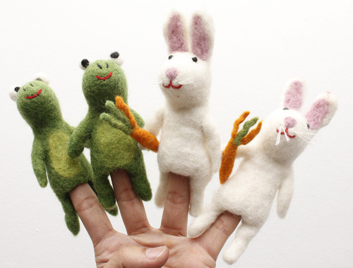BOXED Frog and Bunny Finger Puppets/4pc