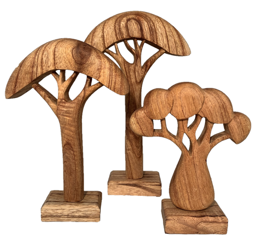 These trees are hand carved and simply finished with a natural oil.
(Also available in a hand painted finish, see W/P149)