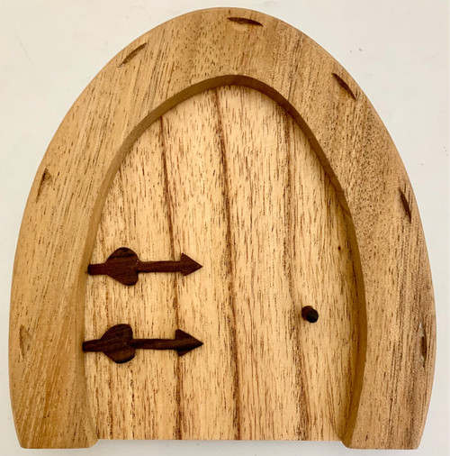 Our wooden Fairy Doors are 14.5cm wide by 15cm high. Sold in packs of 3.