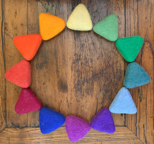 The Goethe Triangles are part of the Shapes series and work well with all of the other shapes as well as any of the Goethe wood products. There are 12 colours in this range, one of each is included in this set.