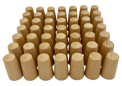 A very useful shape, these small cones are 5cm high, 3cm diameter on the bottom and 2cm diameter on the top. 49 pieces in a set.