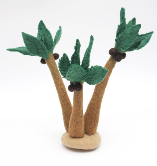 3 palm trees felted onto a base.