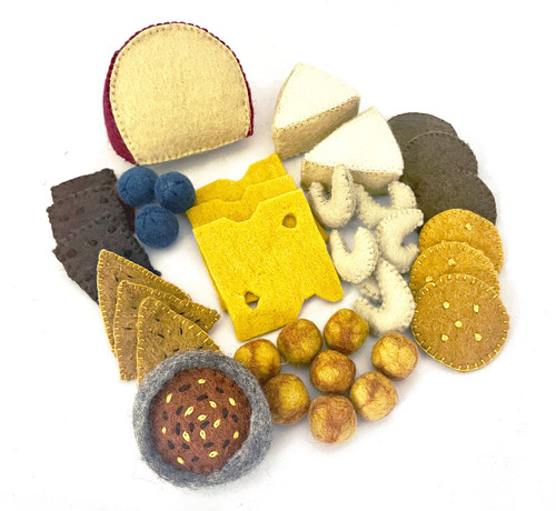 Cheese, crackers, dip, nuts and fruit