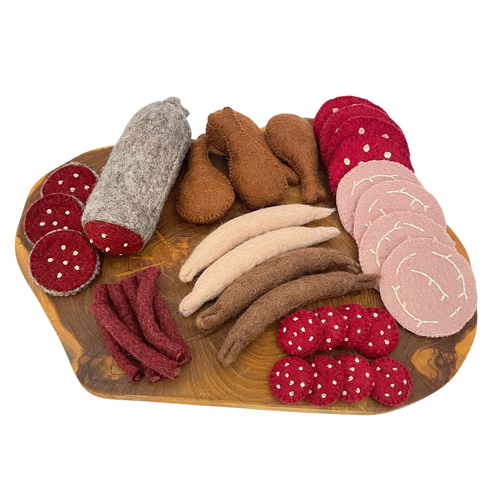 Large selection of cold cuts for meat lovers, served on our Wood Slice