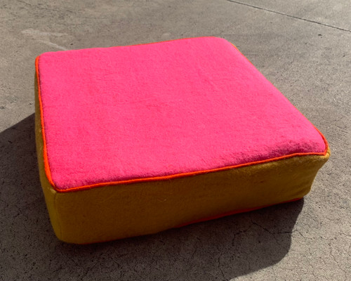 Our Floor Cushions come with the foam insert, the foam insert is encased in a cotton cover. The size is 40x40x10cm, this size also fits on the Table/Seat in the furniture range. Not only suitable for floor dwellers, cats and dogs (maybe mini-pigs also?) seem to like the comfort of these as well.