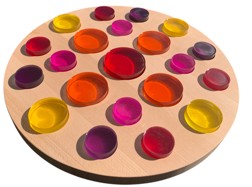 21 Lucite discs in a range of colours to suit our large Mandala Board. (Board sold separately).
The discs are 2.5cm thick by 4,5,6 and 7cm Diameter.