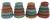 Earth Doughnuts, each stack has 5 pieces . Four stacks, one each colour.