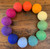 One each of the 12 colours, 5cm felt balls.