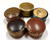 Hand made from Coconut, Sono, Sapodilla, Tamarind and Old Teak, one each in a set. 2.5cm Diameter