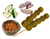 Scrumptious! Two sate sticks, extra sauce, 4 each cucumber and onion chunks. Enjoy.