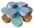 13 hand dyed wooden discs that are a perfect match to our Small Mandala Board (w/P793)