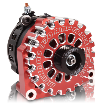 370A Billet large case hairpin alternator for 2001-2007 GM truck 6.6l Diesel - side output stud- RED