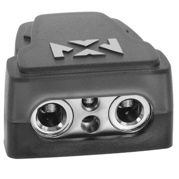 NVX Positive or Negative Battery Terminal Clamp with 4 Outputs (2 1/0 or 4 Gauge and 2 8 Gauge) NVX Positive or Negative Battery Terminal Clamp with 4 Outputs (2 1/0 or 4 Gauge and 2 8 Gauge)