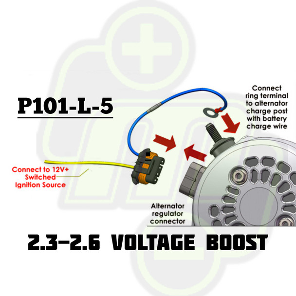 P101-L-5 Voltage boost harness for GM 4 pin regulators for a 2.5 volt increase for Lithium or 14-volt AGM batteries | P101-L-5 | in Voltage Control | Brand Mechman