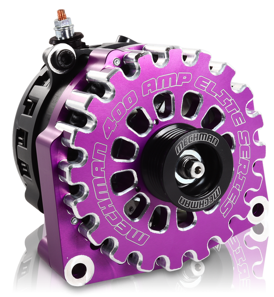 High Output 400A large case BILLET alternator for 2001-2007 GM truck 6.6l Diesel - side output stud - PURPLE | B11348400PU | in Signature 400's | Brand Mechman