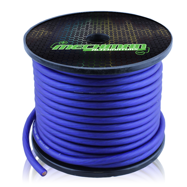 Mechman 8 AWG Blue OFC pure copper power cable - 150ft Spool | MECHMAN-8AWG-BLUE-150FT-1 | in Electrical | Brand 