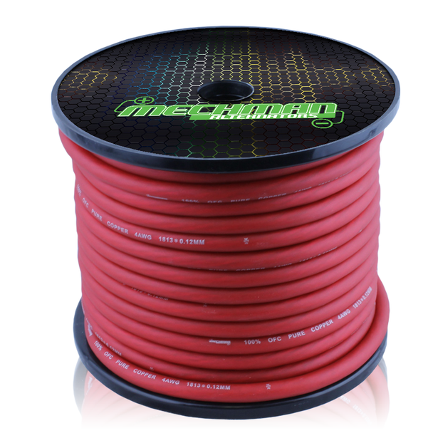 Mechman 8 AWG Red OFC pure copper power cable - 150ft Spool | MECHMAN-8AWG-RED-150FT | in Electrical | Brand Mechman